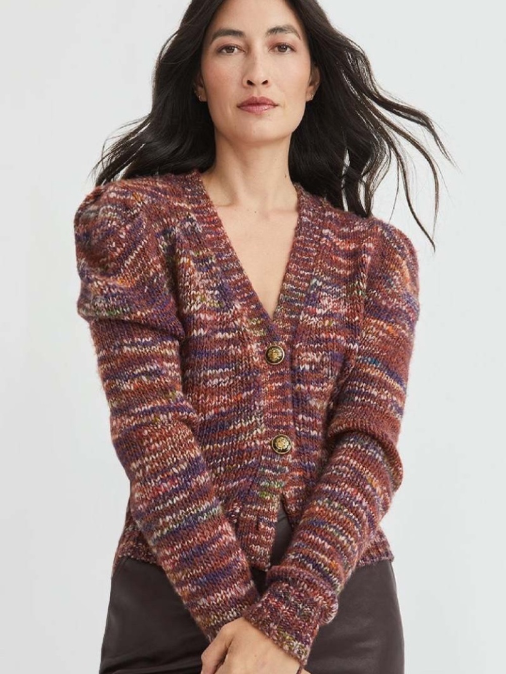 Veronica Beard Amosa Space Dyed Cardigan in Burgundy Size S